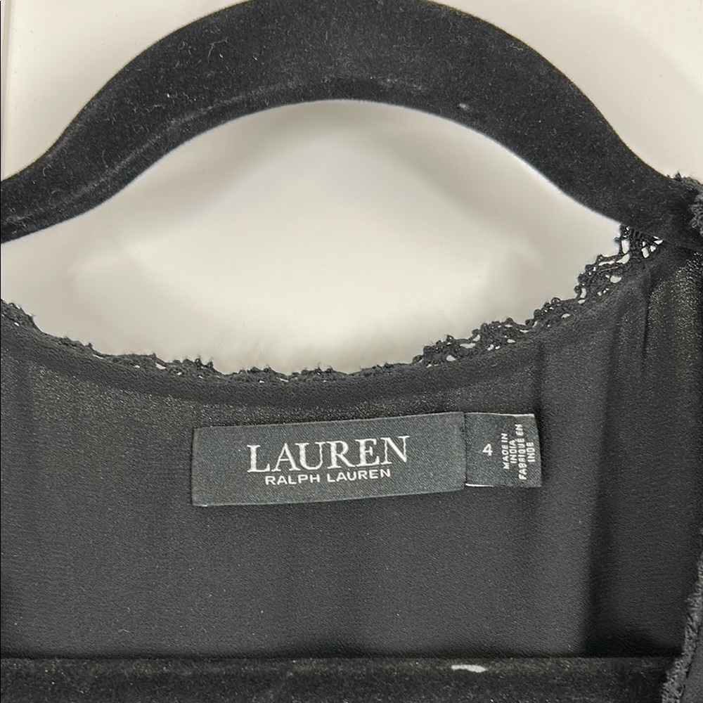 Ralph Lauren Black Puff Sleeve V-Neck Dress | 4 - Picture 2 of 6